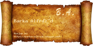 Barka Alfréd névjegykártya